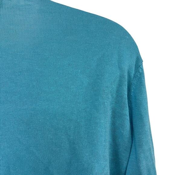 J Jill Womens Linen Cotton Blend Open Blue Cardigan Waterfall Sweater Open sz L - Picture 12 of 16